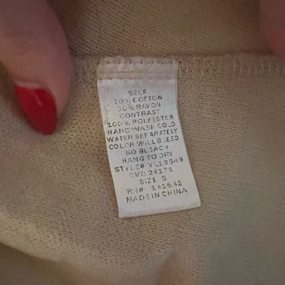 Ya Los Angeles Women’s Cream Blouse with Elbow Patches & Button Detail, Size S - Picture 7 of 7